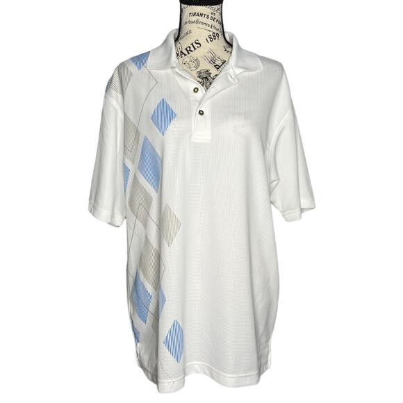George Golf MEDIUM Men's Side Diamond Pattern Detail Polo - Picture 1 of 6